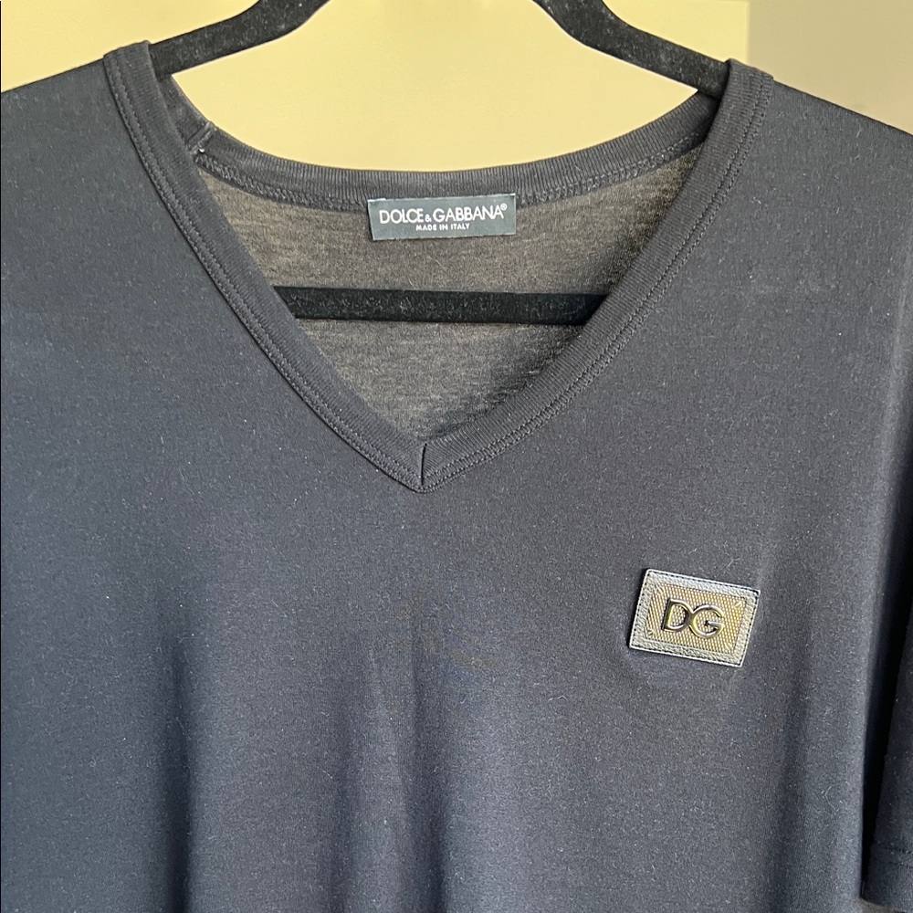 Dolce & Gabbana Charcoal V-Neck Men's Tee